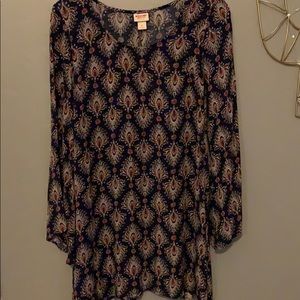 Navy paisley swing dress